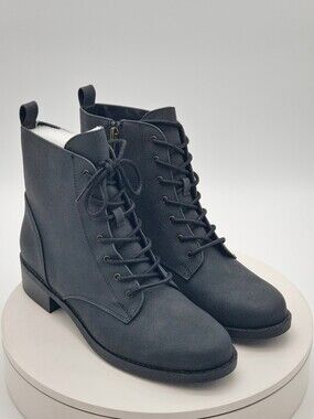 Journee Collection Kodah Women’s Black Lace Up Ankle Boots Size 10 M